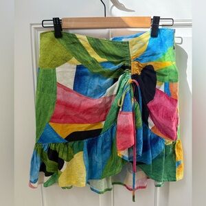 H&M Multicolor Asymmetrical Linen Blend Skirt